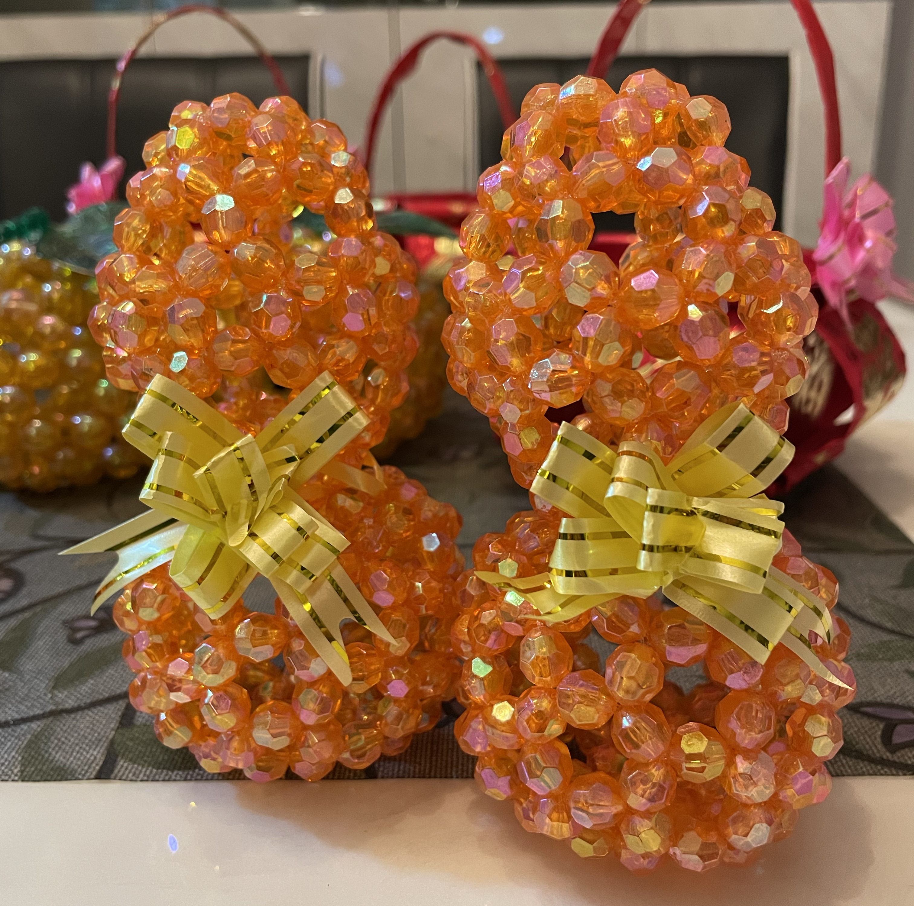 Handmade Beaded Gourd - Shiny Orange (Ready Stock)