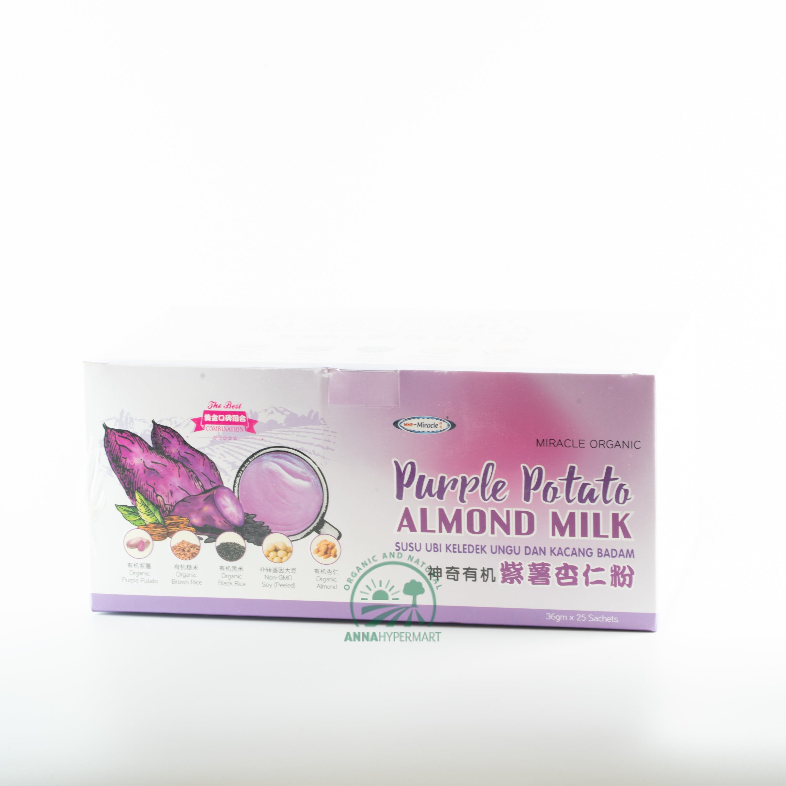MIRACLE ORGANIC PURPLE POTATO ALMOND MILK (36GM  X 25 SACHETS)