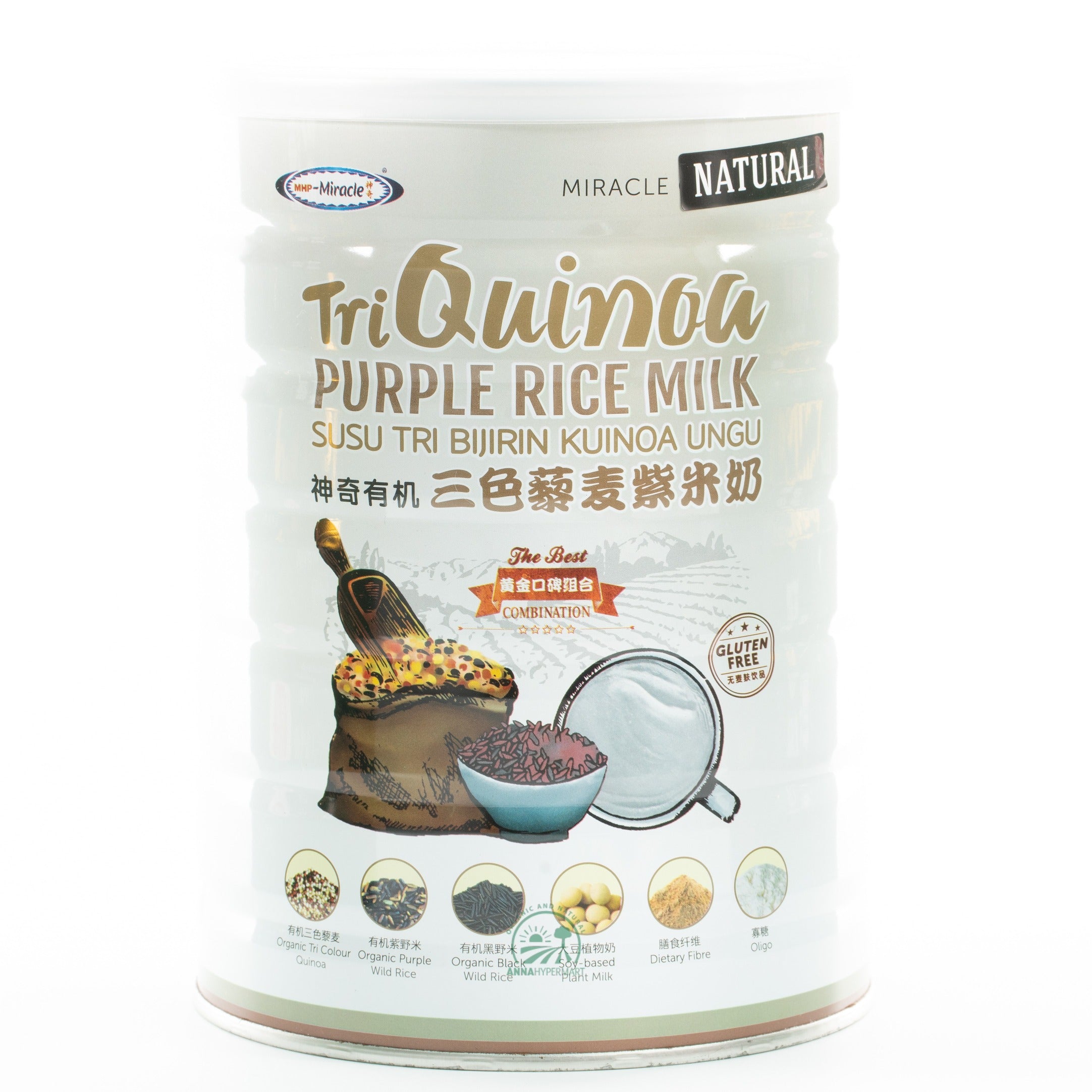 MIRACLE ORGANIC TRI QUINOA PURPLE RICE MILK (900GM)