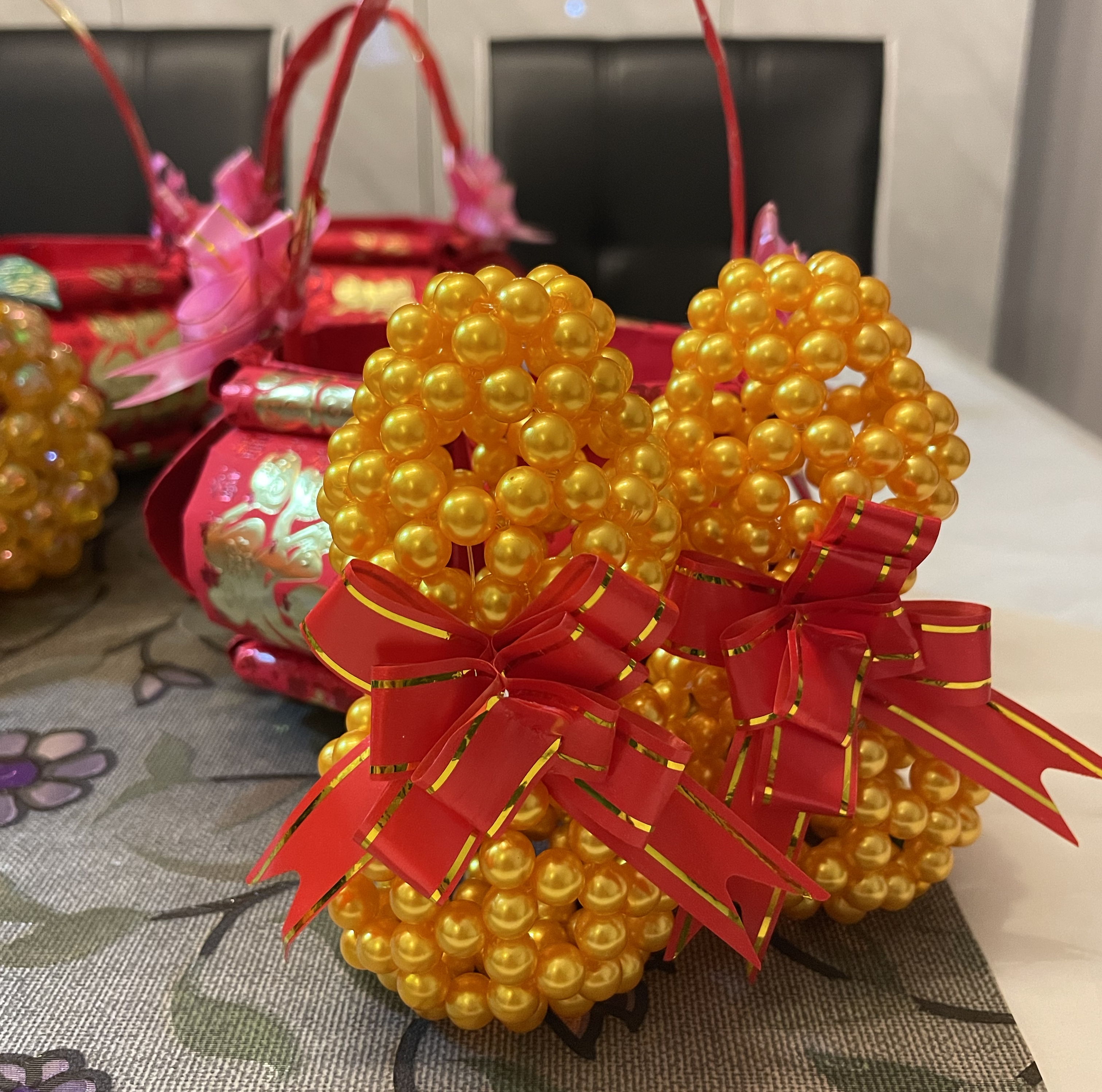 Handmade Beaded Gourd - Matt Orange (Ready Stock)